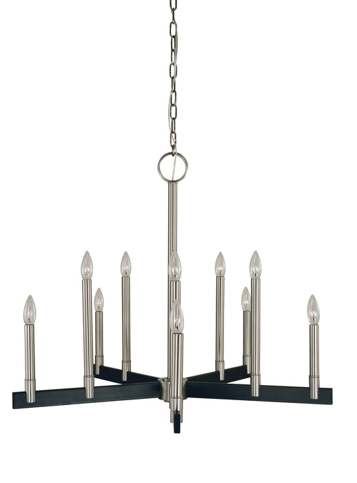 Framburg 5358 BN/MBLACK Ten Light Chandelier, Brushed Nickel/Matte Black