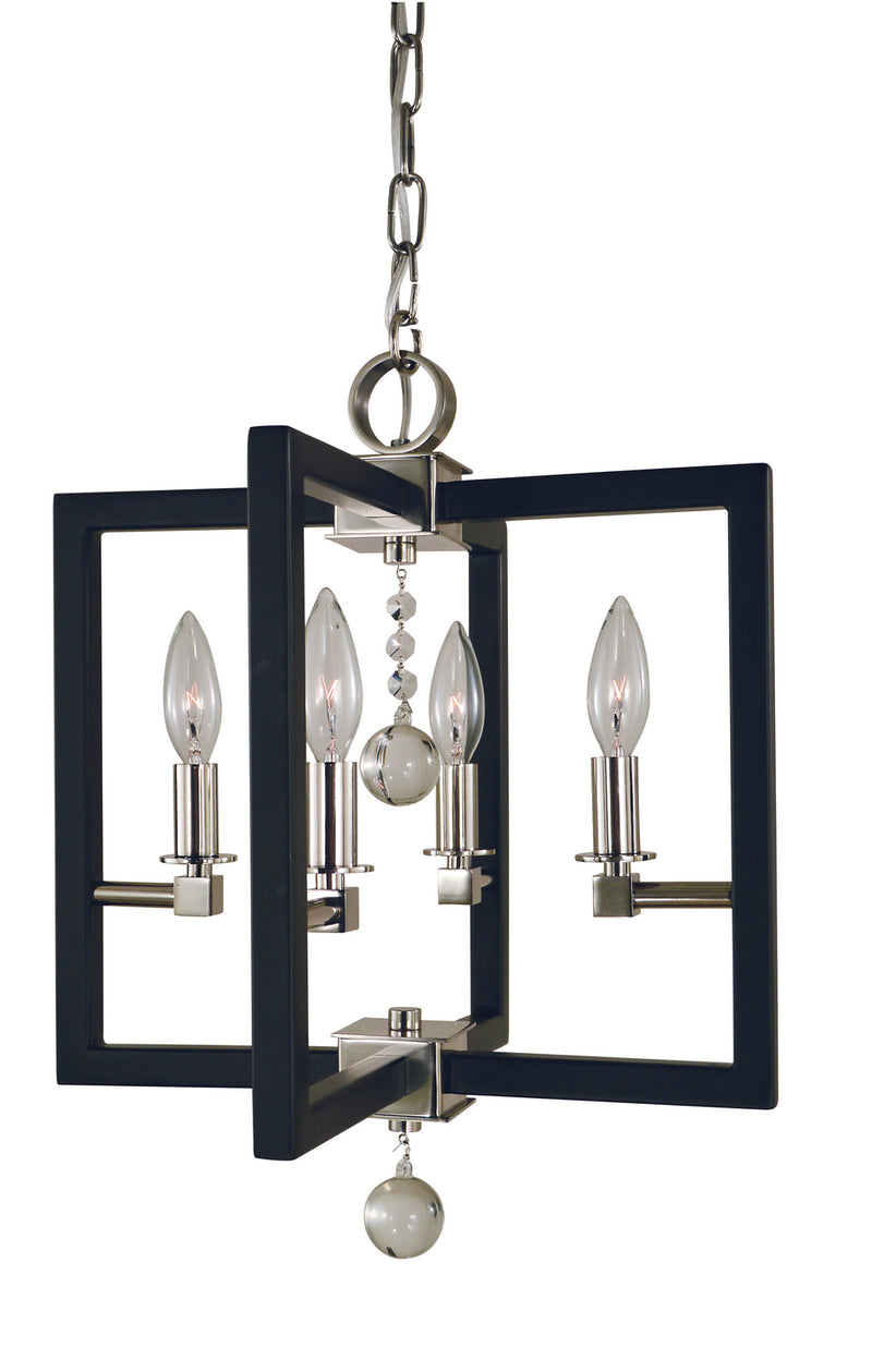 Framburg 5362 PN/MBLACK Four Light Chandelier, Polished Nickel/Matte Black