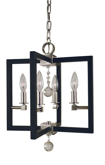Framburg 5362 PN/MBLACK Four Light Chandelier, Polished Nickel/Matte Black