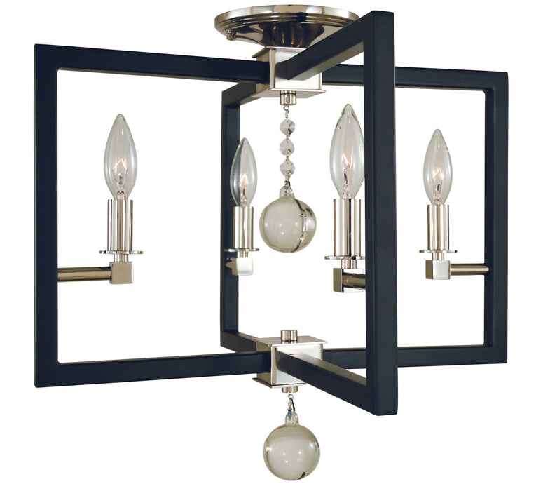 Framburg 5363 PN/MBLACK Four Light Flush / Semi-Flush Mount, Polished Nickel/Matte Black