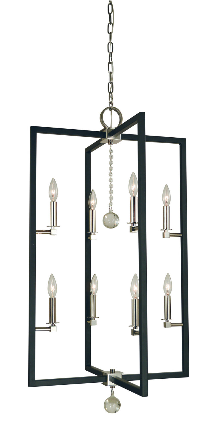 Framburg 5368 PN/MBLACK Eight Light Foyer Chandelier, Polished Nickel/Matte Black