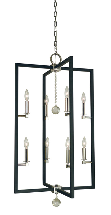 Framburg 5368 PN/MBLACK Eight Light Foyer Chandelier, Polished Nickel/Matte Black