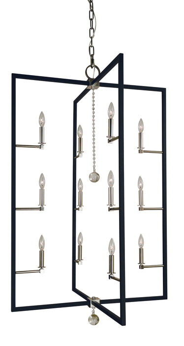 Framburg 5369 PN/MBLACK 12 Light Foyer Chandelier, Polished Nickel/Matte Black
