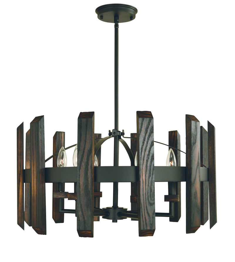Framburg 5375 MBLACK Six Light Chandelier, Matte Black