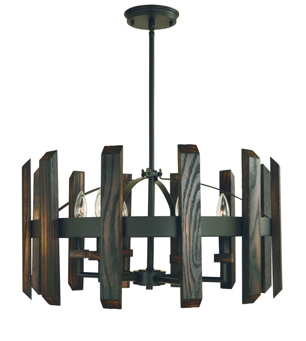 Framburg 5375 MBLACK Six Light Chandelier, Matte Black