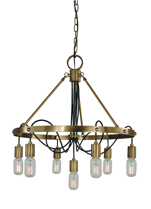 Framburg 5380 AB Seven Light Chandelier, Antique Brass