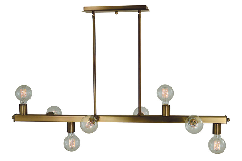 Framburg 5381 AB Eight Light Island Chandelier, Antique Brass