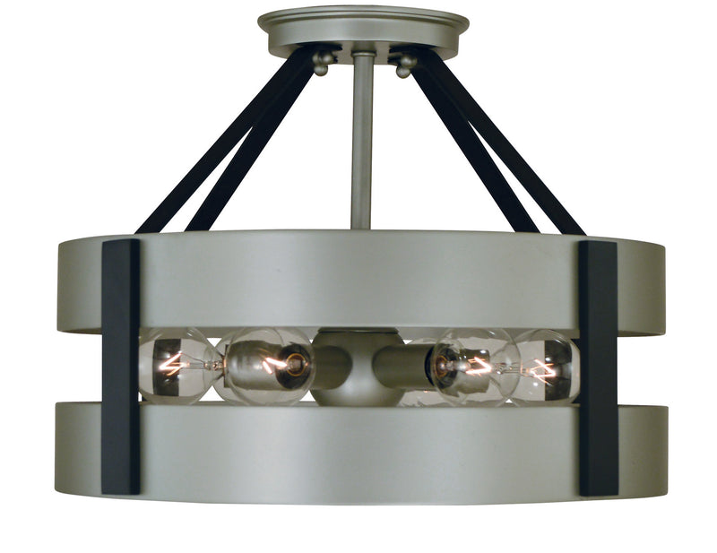 Framburg 5382 SP/MBLACK Six Light Flush /Semi Flush Mount, Satin Pewter/Matte Black