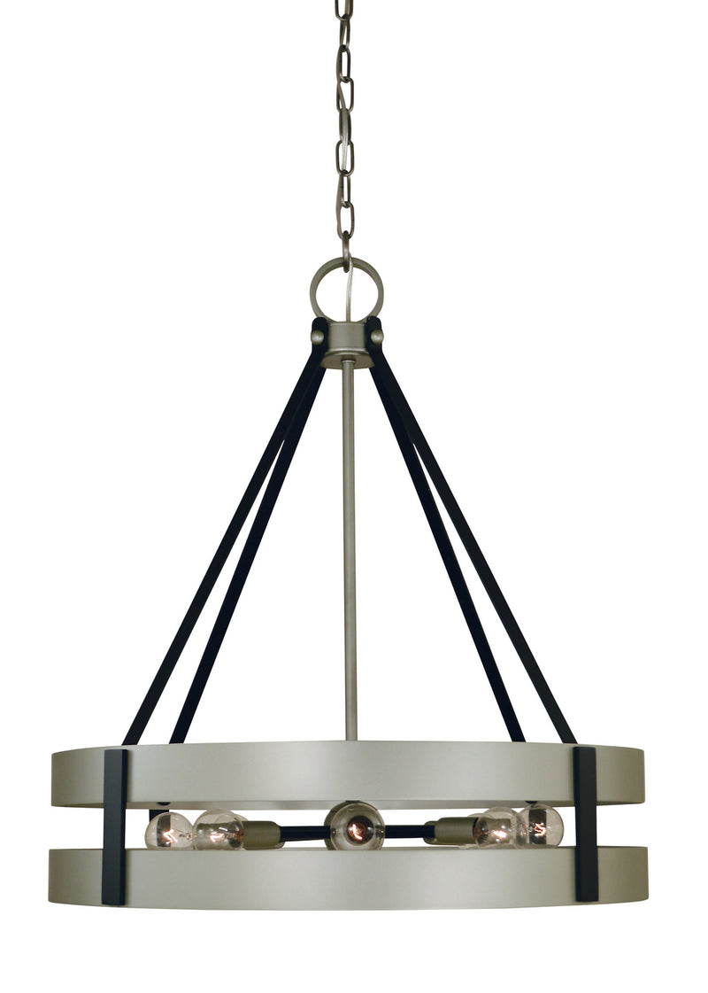 Framburg 5386 SP/MBLACK Eight Light Chandelier, Satin Pewter/Matte Black