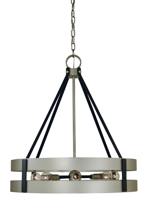 Framburg 5386 SP/MBLACK Eight Light Chandelier, Satin Pewter/Matte Black