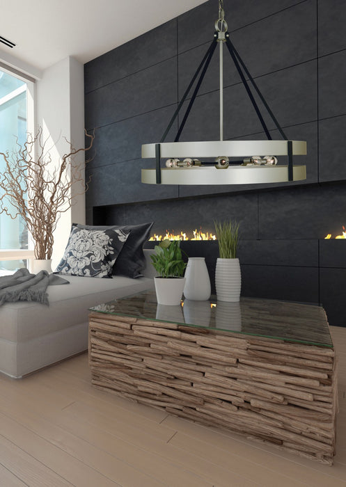 Framburg 5388 SP/MBLACK Ten Light Chandelier, Satin Pewter/Matte Black