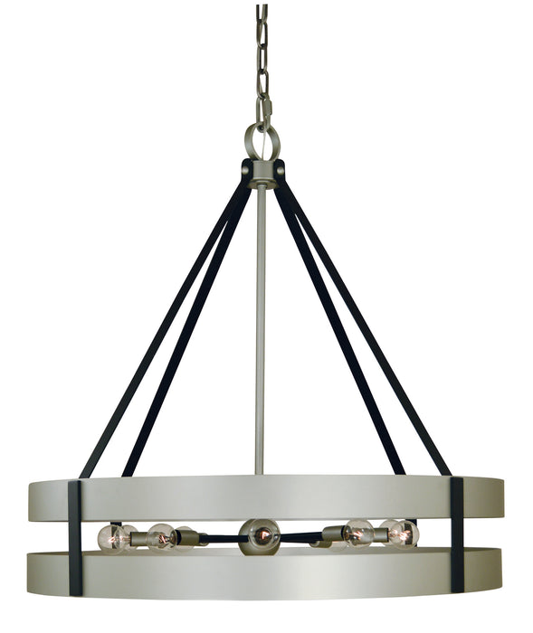 Framburg 5388 SP/MBLACK Ten Light Chandelier, Satin Pewter/Matte Black