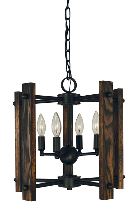 Framburg 5400 MBLACK Four Light Chandelier, Matte Black
