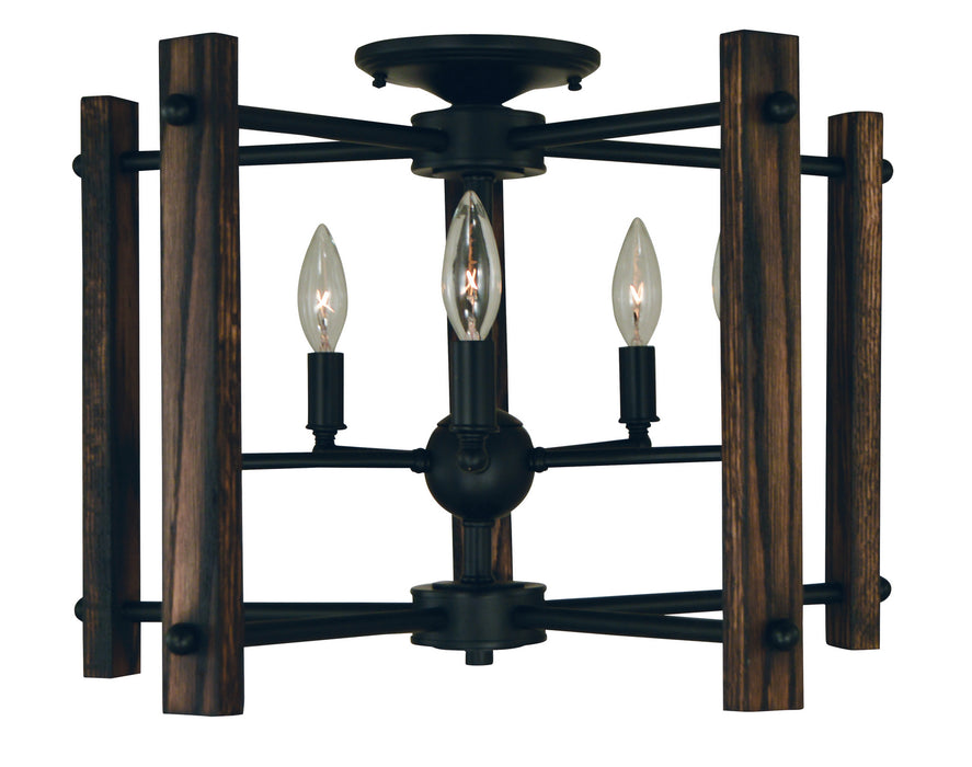 Framburg 5401 MBLACK Five Light Flush / Semi-Flush Mount, Matte Black