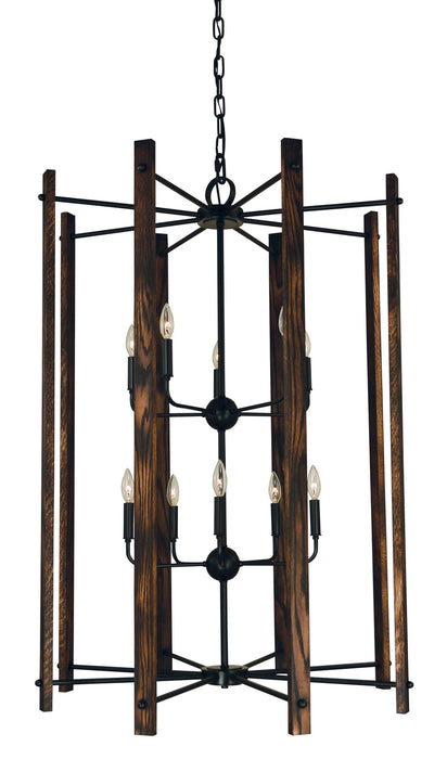 Framburg 5408 MBLACK Ten Light Foyer Chandelier, Matte Black