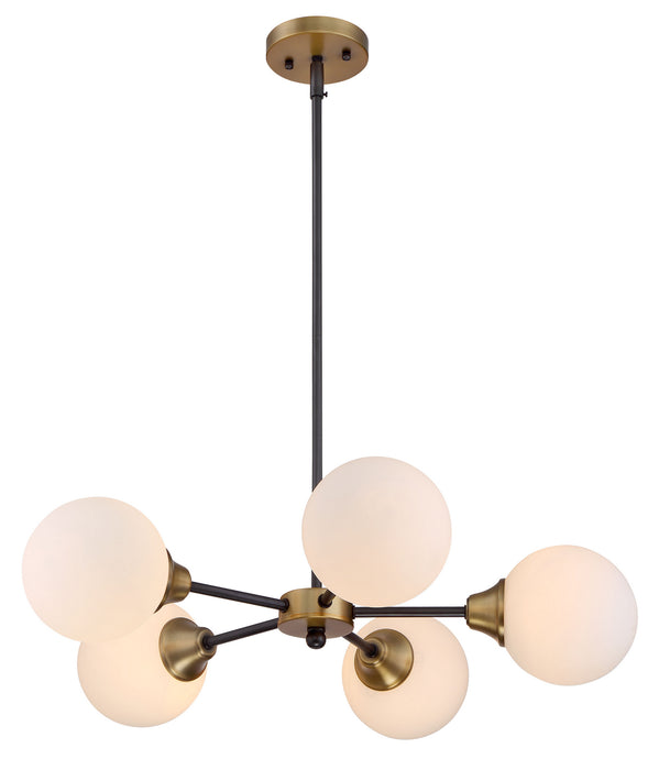 Meridian M10011-79 Five Light Chandelier, Oil Rubbed Bronze with Natural Brass