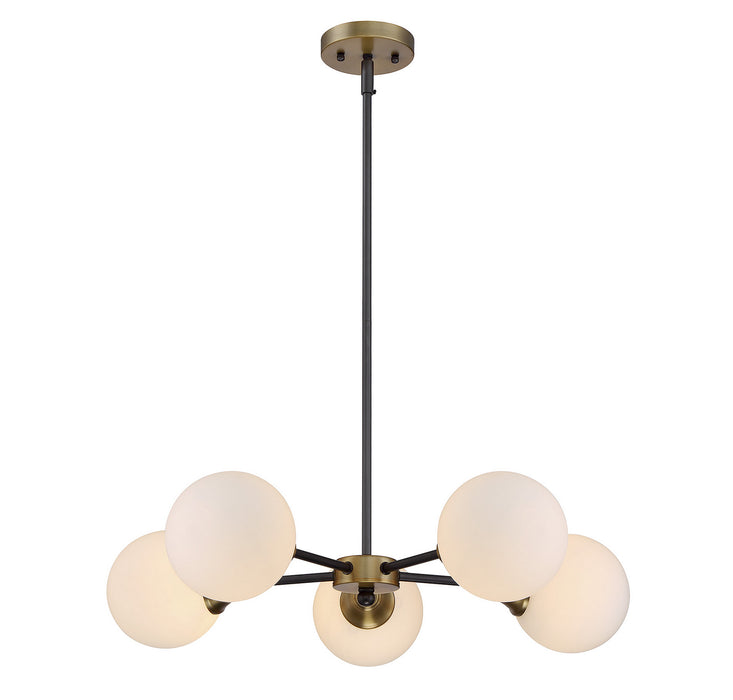 Meridian M10011-79 Five Light Chandelier, Oil Rubbed Bronze with Natural Brass