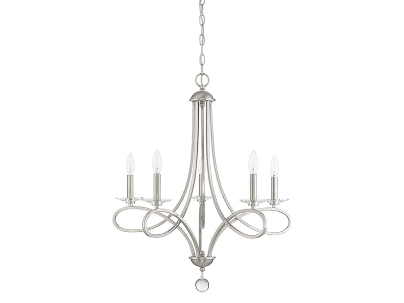 Meridian M10028BN Five Light Chandelier, Brushed Nickel