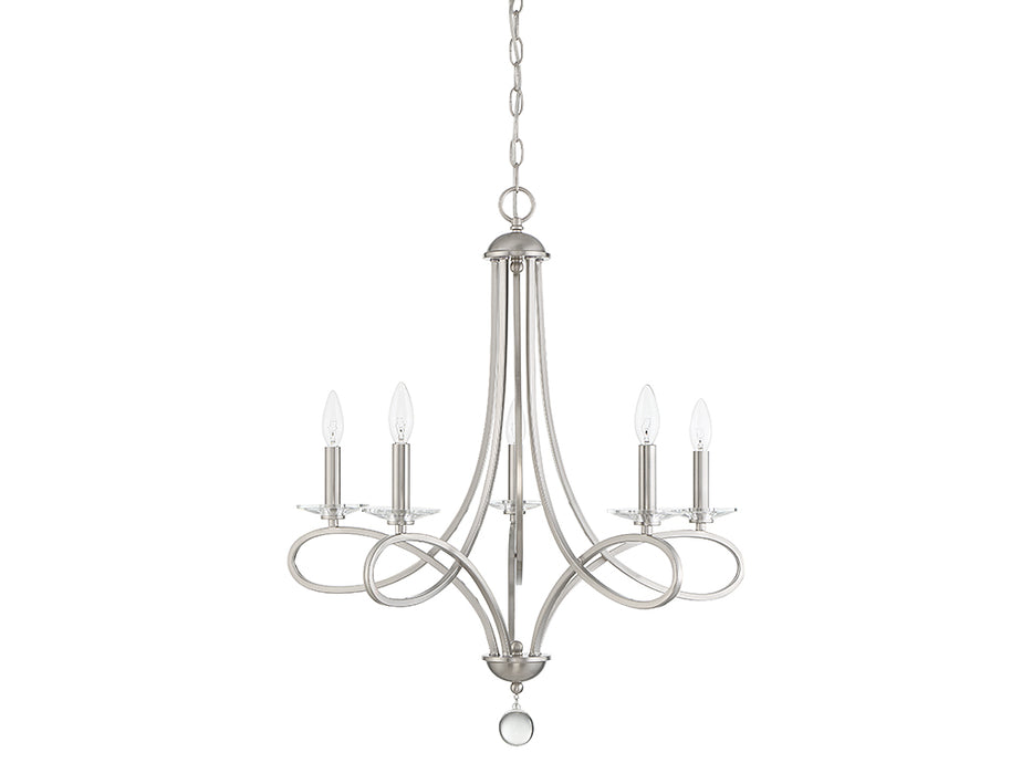 Meridian M10028BN Five Light Chandelier, Brushed Nickel