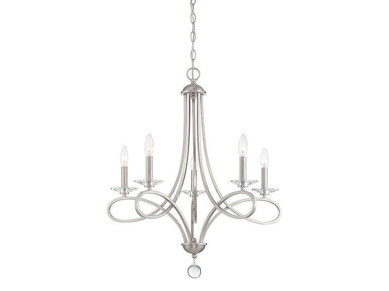 Meridian M10028BN Five Light Chandelier, Brushed Nickel