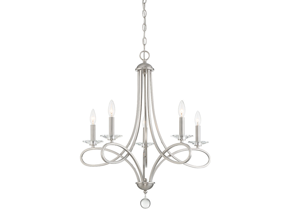 Meridian M10028BN Five Light Chandelier, Brushed Nickel