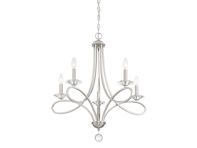 Meridian M10028BN Five Light Chandelier, Brushed Nickel