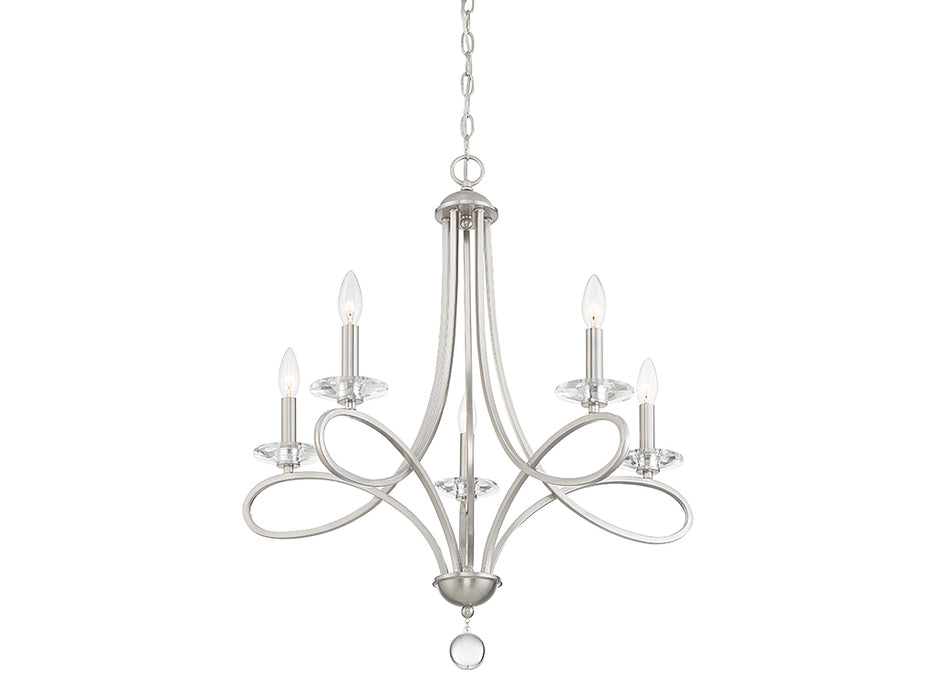 Meridian M10028BN Five Light Chandelier, Brushed Nickel