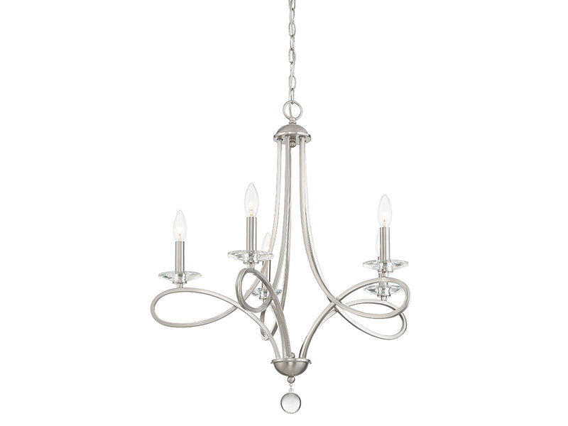 Meridian M10028BN Five Light Chandelier, Brushed Nickel