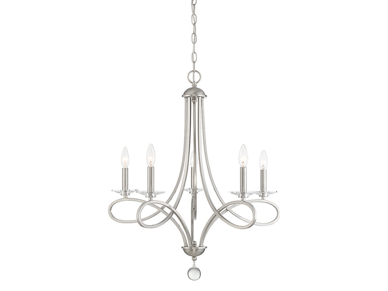 Meridian M10028BN Five Light Chandelier, Brushed Nickel