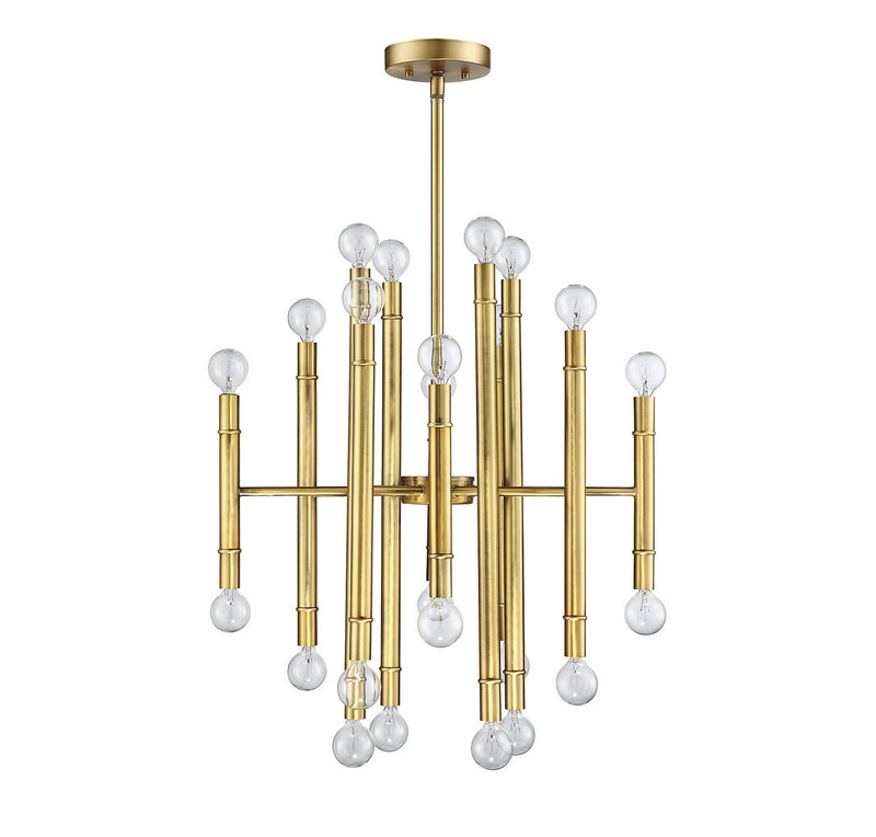 Meridian M10040NB 24 Light Chandelier, Natural Brass