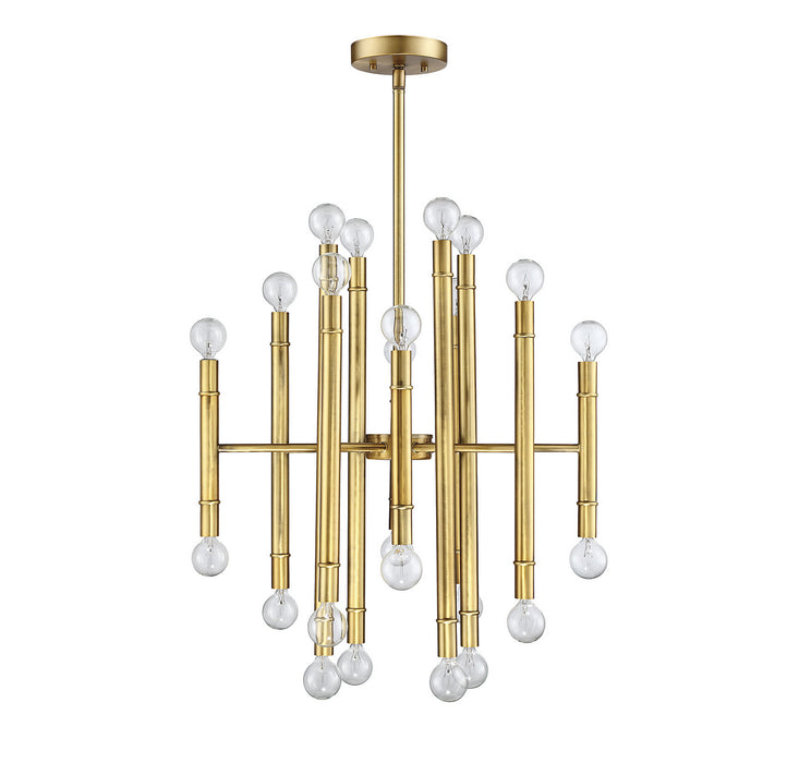 Meridian M10040NB 24 Light Chandelier, Natural Brass