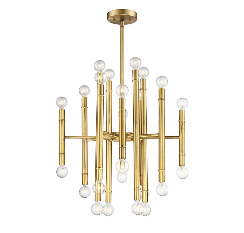 Meridian M10040NB 24 Light Chandelier, Natural Brass