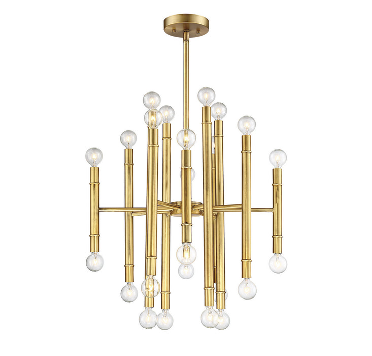 Meridian M10040NB 24 Light Chandelier, Natural Brass