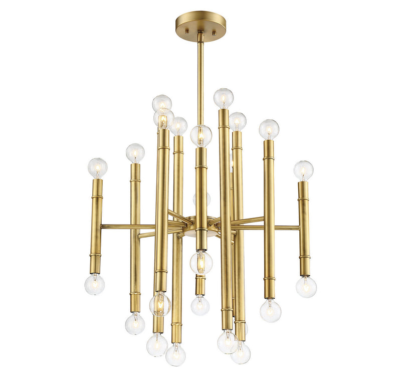 Meridian M10040NB 24 Light Chandelier, Natural Brass