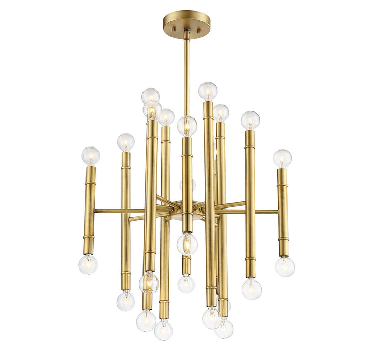 Meridian M10040NB 24 Light Chandelier, Natural Brass