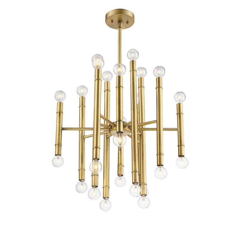 Meridian M10040NB 24 Light Chandelier, Natural Brass