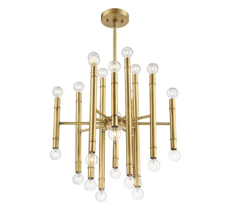 Meridian M10040NB 24 Light Chandelier, Natural Brass