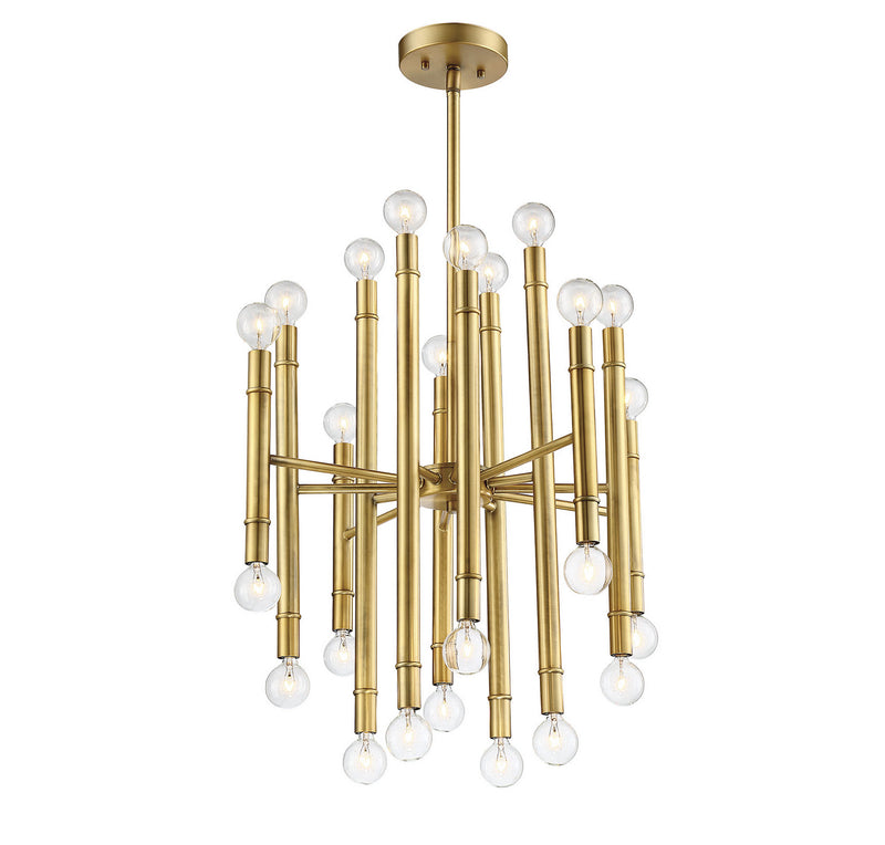 Meridian M10040NB 24 Light Chandelier, Natural Brass