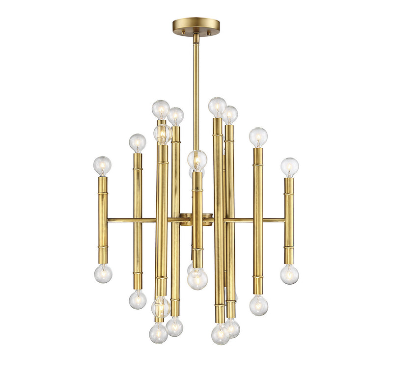 Meridian M10040NB 24 Light Chandelier, Natural Brass