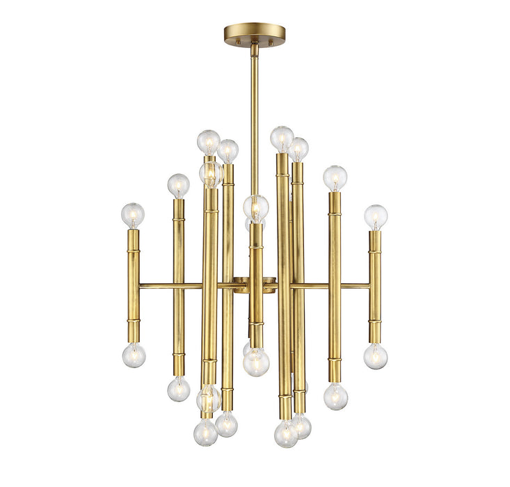 Meridian M10040NB 24 Light Chandelier, Natural Brass