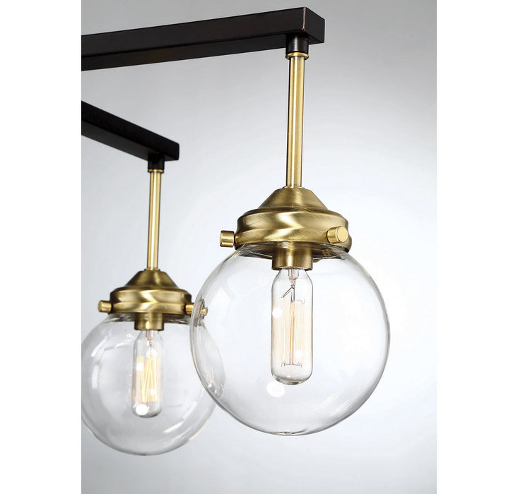 Meridian M10041ORBNB Five Light Chandelier, Oil Rubbed Bronze with Natural Brass