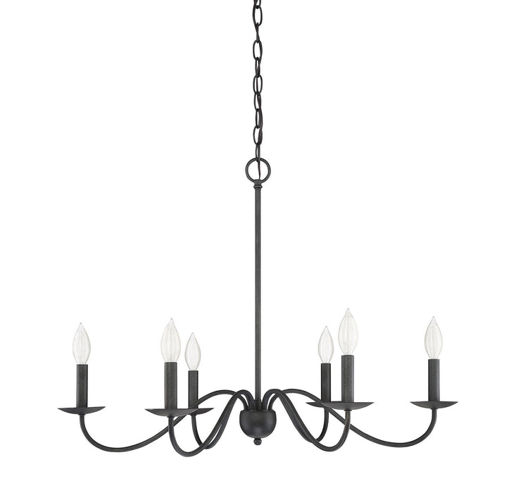 Meridian M10042AI Six Light Chandelier, Aged Iron