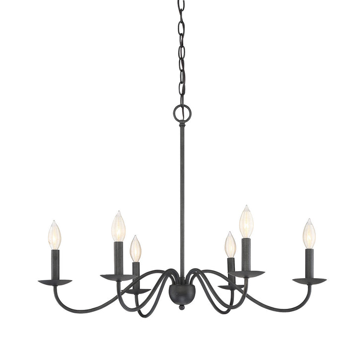Meridian M10042AI Six Light Chandelier, Aged Iron