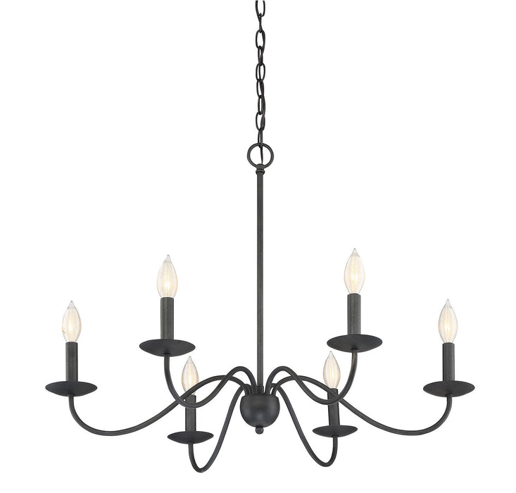 Meridian M10042AI Six Light Chandelier, Aged Iron