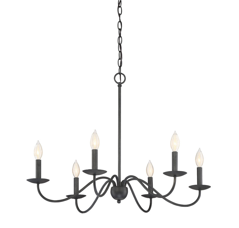 Meridian M10042AI Six Light Chandelier, Aged Iron