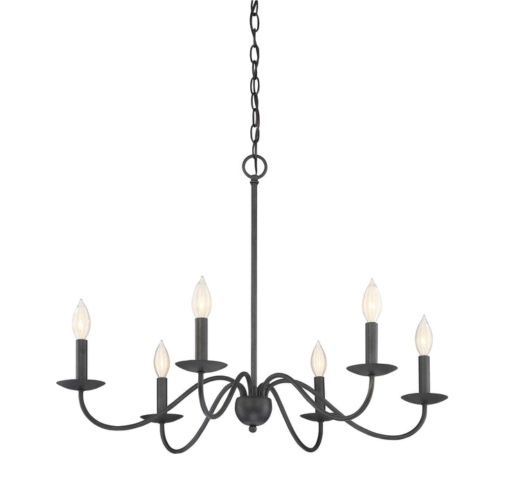 Meridian M10042AI Six Light Chandelier, Aged Iron