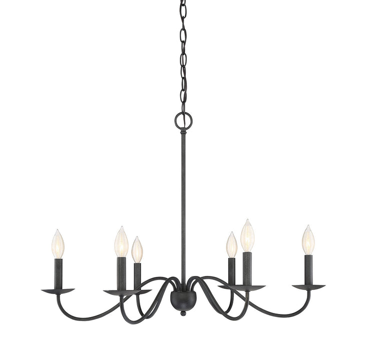 Meridian M10042AI Six Light Chandelier, Aged Iron