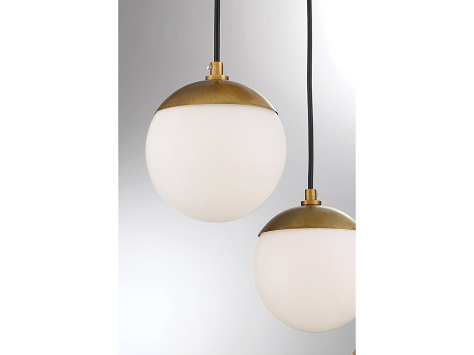 Meridian M10055NB Three Light Chandelier, Natural Brass