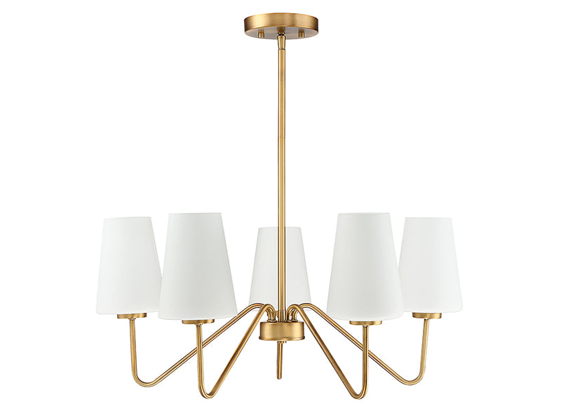 Meridian M10060NB Five Light Chandelier, Natural Brass
