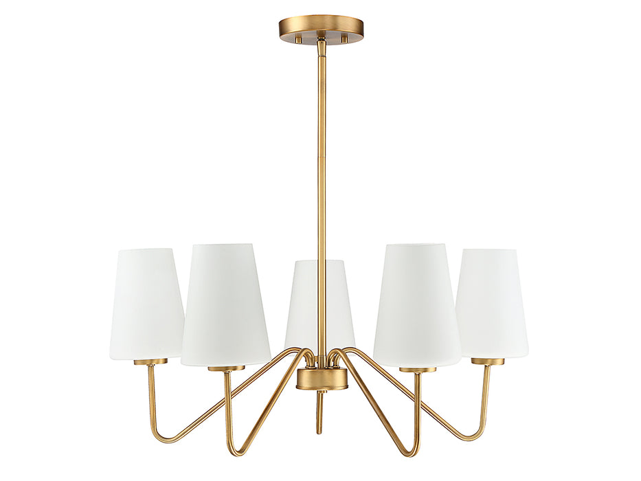 Meridian M10060NB Five Light Chandelier, Natural Brass